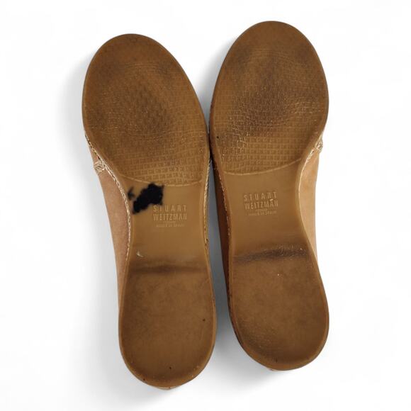 Stuart Weitzman Beige Nubuck Espadrille Flats 7 Braided Trim Cap Toe Spain - Picture 4 of 15